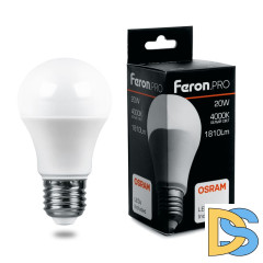 Лампа светодиодная Feron E27 20W 4000K Шар Матовая LB-98 25788