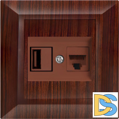 Розетка для USB + сетевого кабеля LAN Vesta-Electric Roma WOOD