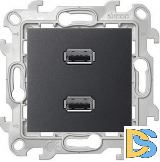 Розетка USB 2-ая, цвет Графит,Simon 24