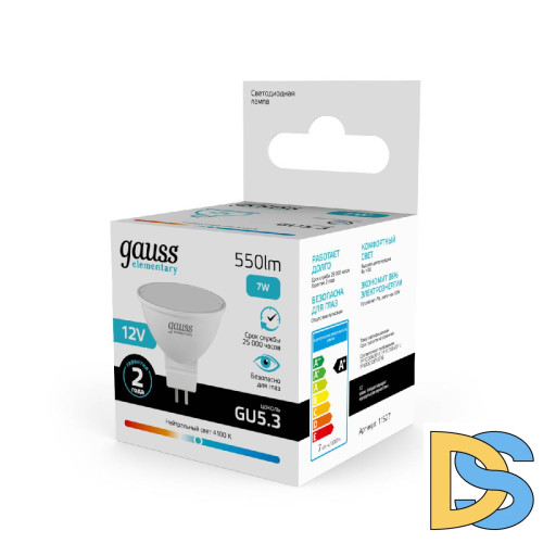 Лампа светодиодная Gauss Elementary MR16 GU5.3 7W 4100K матовая 11527