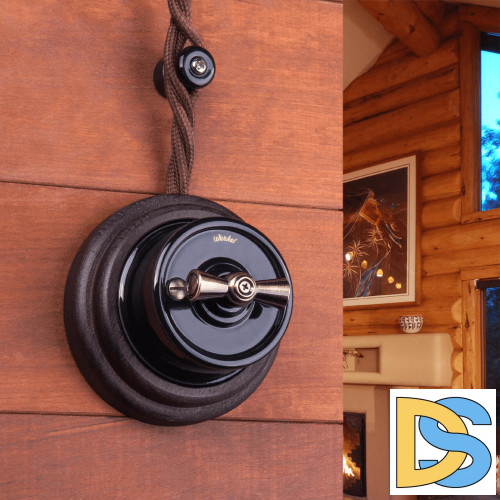 Выключатель на 4 положения двухклавишный Werkel Ретро черный W5620008 4690389166747