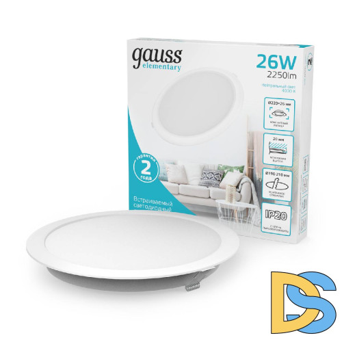 Встраиваемый светильник Gauss Elementary Downlight 997520224