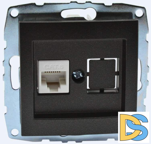 Розетка компьютерная Rj45 Cat6 Mono Electric Despina-Larissa графит 500-002005-125