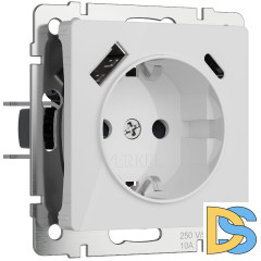 Розетка с заземлением, шторками и USB тип A+C Werkel 4690389197345 W1171741 a064014