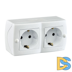 Розетка на 2 поста с заземлением Mono Electric Octans IP20 16А 250В белый 104-010107-120