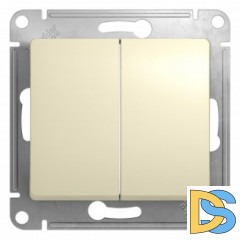 Выключатель 2-клавишный, Бежевый, серия Glossa, Schneider Electric