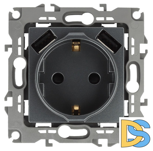 Розетка 2P+E со шторками и 2xUSB Эра 12-4109-12 Б0047846