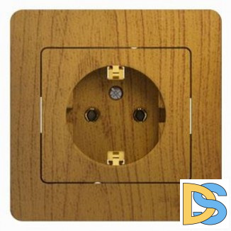 Розетка 1-ая электрическая, с заземлением, Дерево Дуб, серия Glossa, Schneider Electric