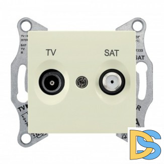 Розетка телевизионная проходная ТV-SAT, Бежевый, серия Sedna, Schneider Electric