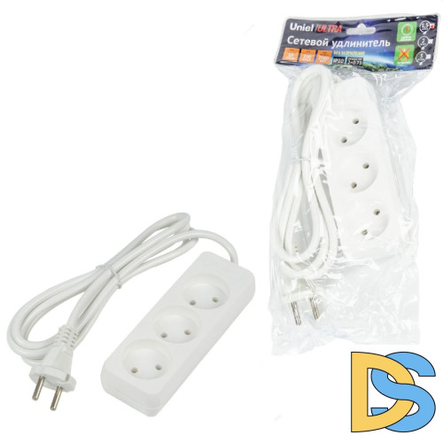 Удлинитель бытовой Uniel Ultra S-CU3-1,5 WHITE UL-00009979