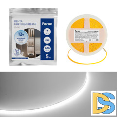 Светодиодная лента Feron LS630 12В 7Вт/м 6500К 5м IP20 48949