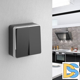 Выключатель двухклавишный Gallant (черный/хром) W5020035