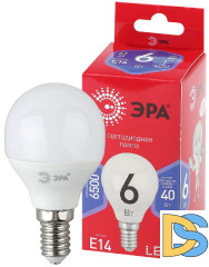 Лампа светодиодная Эра E14 6W 6500K LED P45-6W-865-E14 R Б0045356
