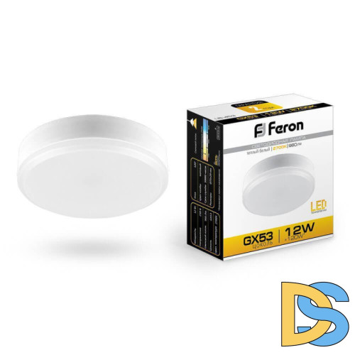 Лампа светодиодная Feron GX53 12W 2700K Таблетка Матовая LB-453 25833