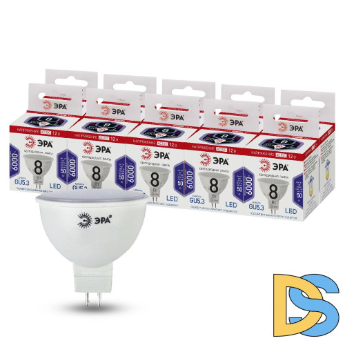 Лампа светодиодная Эра GU5.3 8W 6000K LED MR16-8W-12V-860-GU5.3 Б0049095
