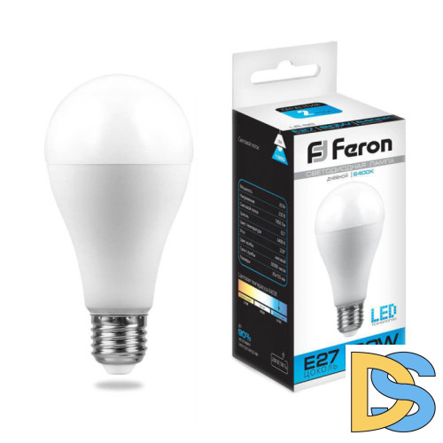 Лампа светодиодная Feron E27 20W 6400K Шар Матовая LB-98 25789