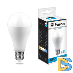 Лампа светодиодная Feron E27 20W 6400K Шар Матовая LB-98 25789