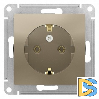 Розетка 1-ая электрическая, с заземлением, Шампань, серия Atlas Design, Schneider Electric