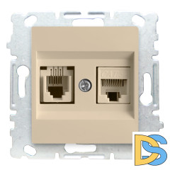 Розетка для сетевого кабеля LAN + Phone без рамки кремовая Vesta-Electric Cream