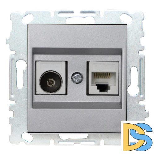 Розетка для сетевого кабеля LAN + TV без рамки серебристая Vesta-Electric Silver