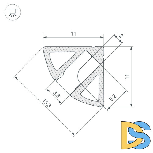 Алюминиевый профиль Arlight SL-KANT-H11-2000 ANOD BLACK 044086