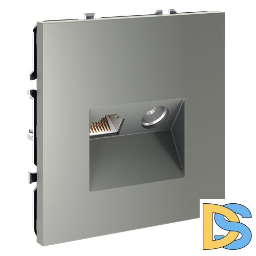 Розетка телевизионная встраиваемая VOLTUM S70 TV+RJ45 кат. 6, (сталь)