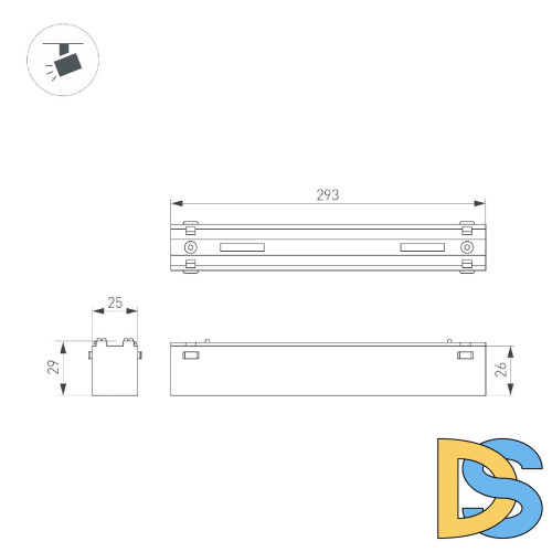 Трековый магнитный светильник Arlight MAG-VIBE-FLAT-L293-12W Day4000-MIX (BK, 100 deg, 48V, TUYA Zigbee) 044178