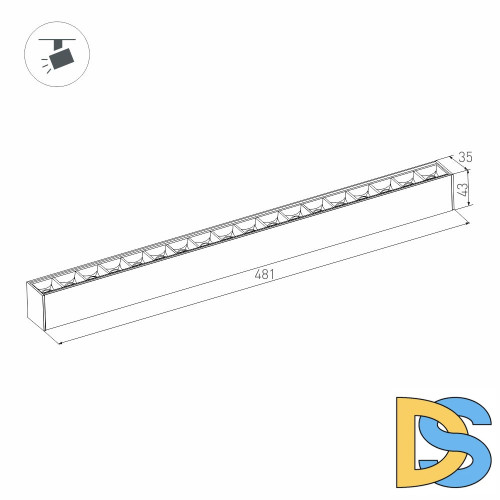 Трековый магнитный светильник Arlight MAG-LASER-45-L480-18W Day4000 (BK, 15 deg, 24V, DALI) 046542