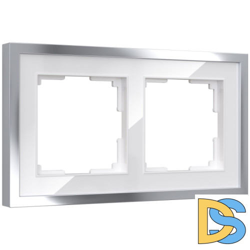 Рамка на 2 поста Werkel Baguette белый-серебро 4690389185755 W0022850 a060231