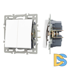 Механизм выключателя двухклавишный проходной Arlight SWT-MKP2-PL-WH (250V, 16A) 043727