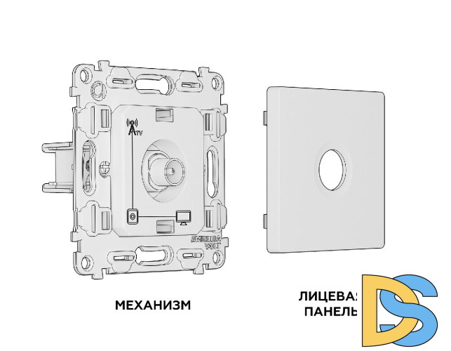 Комплект механизма TV розетки оконечной 50-870 MHz 1dB Ambrella Volt Alfa MA913010