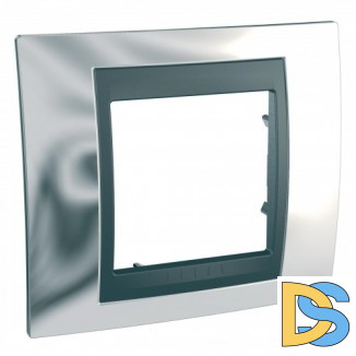 Рамка 1-ая (одинарная), Хром/Графит (металл), серия UNICA TOP/CLASS, Schneider Electric