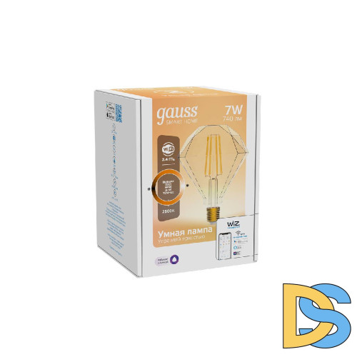 Лампа светодиодная диммируемая филаментная Gauss E27 7W 2500K золотистая 1350112