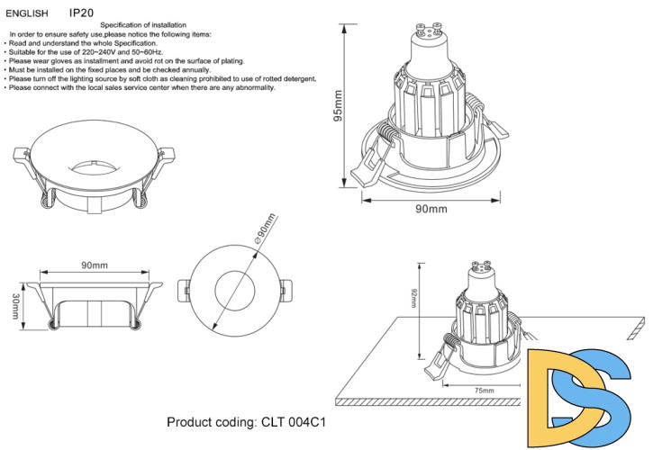 Встраиваемый светильник Crystal Lux CLT 004C1 CH