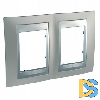 Рамка 2-ая (двойная), Никель/Алюминий (металл), серия UNICA TOP/CLASS, Schneider Electric