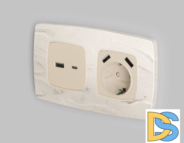 Лицевая панель для розетки 2USB A+C Ambrella Volt Omega OP3310