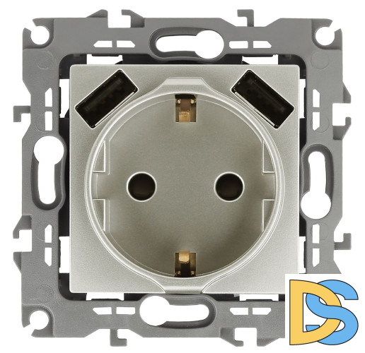 Розетка 2P+E со шторками и 2xUSB Эра 12-4109-15 Б0047849