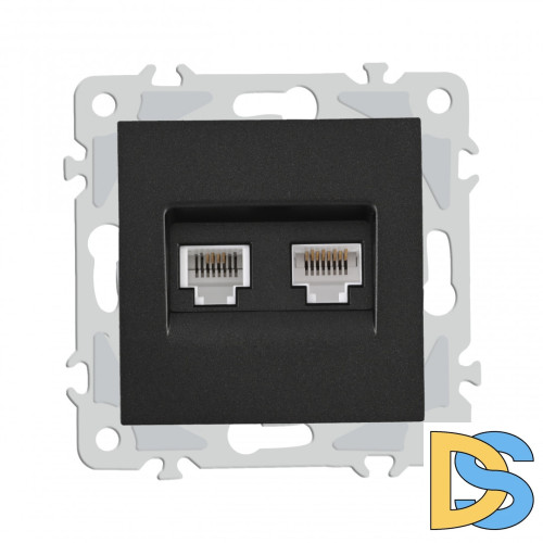 Розетка телефонная RJ11 + компьютерная RJ45 Arte Milano 206.44-1.black