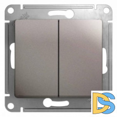 Выключатель 2-клавишный проходной (с двух мест), Платина, серия Glossa, Schneider Electric