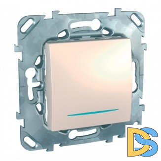 Выключатель 1-клавишный, с подсветкой, Бежевый, серия Unica, Schneider Electric