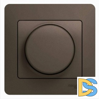 Диммер поворотно-нажимной, 600Вт универсальный, Шоколад, серия Glossa, Schneider Electric