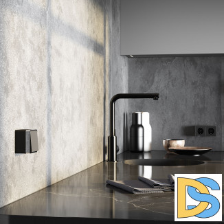 Выключатель одноклавишный влагозащищенный Gallant (черный/хром) W5010235