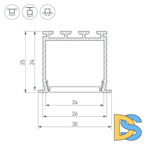 Профиль Arlight PLS-LOCK-H25-FS-2000 ANOD 016446