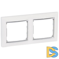 Рамка 2-постовая Legrand Valena белая/серебряный штрих 770492