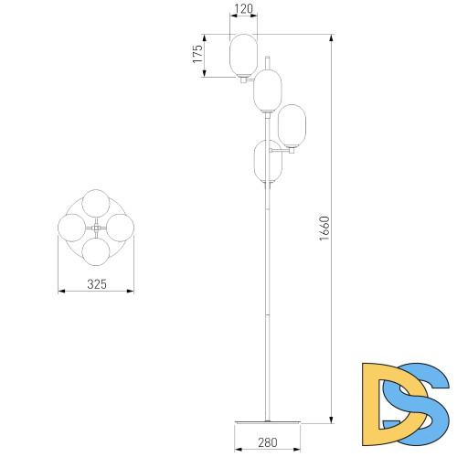 Торшер Eurosvet Loona 01161/4 латунь a065617