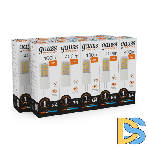 Лампа светодиодная Gauss G4 4W 3000К прозрачная 10714