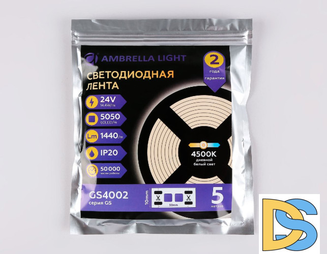 Светодиодная лента Ambrella Light Illumination 24В 5050 14,4Вт/м 3000K 5м IP20 GS4002