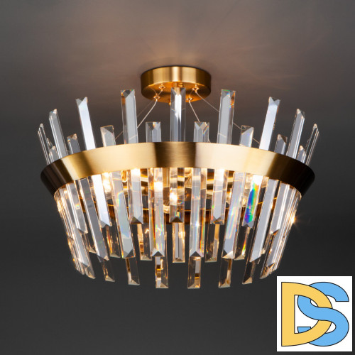 Люстра на штанге Eurosvet 10111/5 золотая бронза / прозрачный хрусталь Strotskis Smart a047846