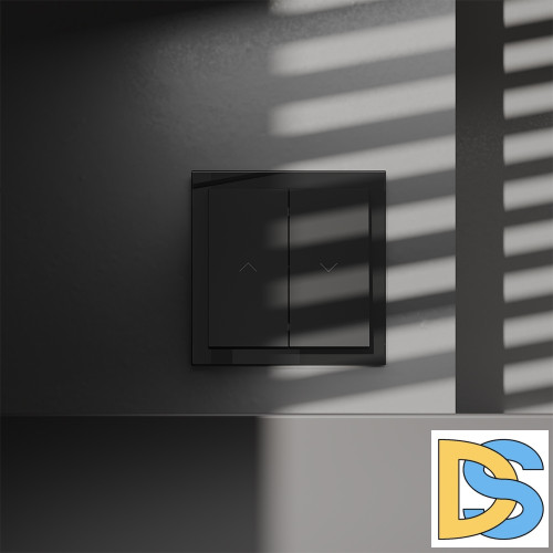 Выключатель встраиваемый VOLTUM S70 для жалюзи 10А, (черный матовый)