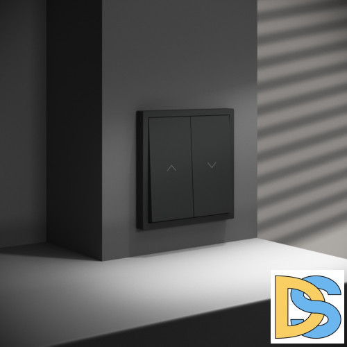 Выключатель встраиваемый VOLTUM S70 для жалюзи 10А, (черный матовый)